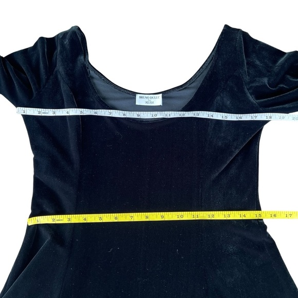 VTG Bruno Duluc Kush Black Velvet Scoop Neck Skater Dress Whimsigoth Witchy XL - Picture 8 of 11